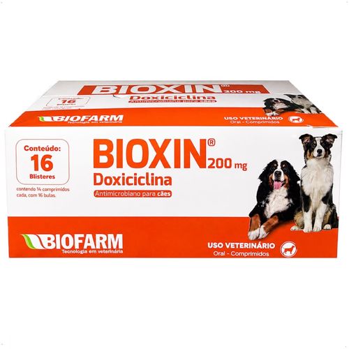BIOXIN  ANTIMICROBIANO 200MG DISPLAY COM 224 COMPRIMIDOS PARA CÃES